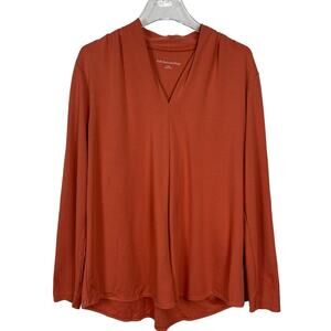 Soft Surroundings Pleated Neck Tunic Top Orange Size Large